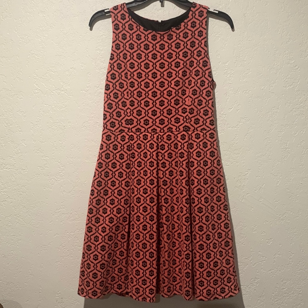 Freeway Coral & Black A line dress